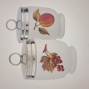 Royal Worcester White and Silver Jars with Fruit Design